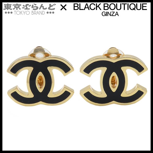 シャネル CHANEL ココマーク イヤリング B24B ゴールドxブラック メタル GP レディース 101801041