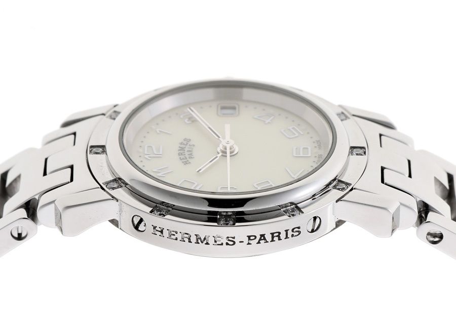 HERMES　CL4.220　クリッパー　ナクレ　 WhiteシェルDial エルメス クリッパー ナクレ CL4.220 ホワイトシェル レディース