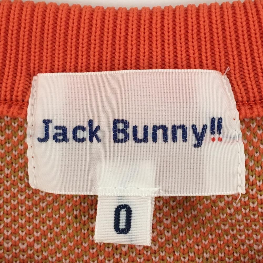 【超美品】ジャックバニー セーター オレンジ×ベージュ 総柄 刺しゅうワッペン ニット レディース 0(S) ゴルフウェア Jack Bunny