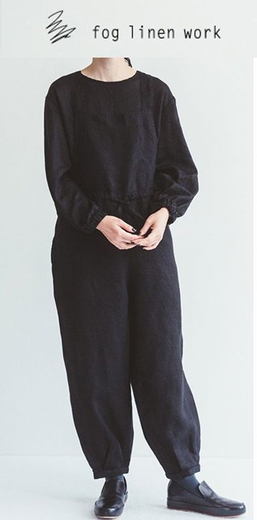 fog linen work フォグリネンワーク MILA SALOPETTE BLACK ミラ サロペット ブラック LWA619-17