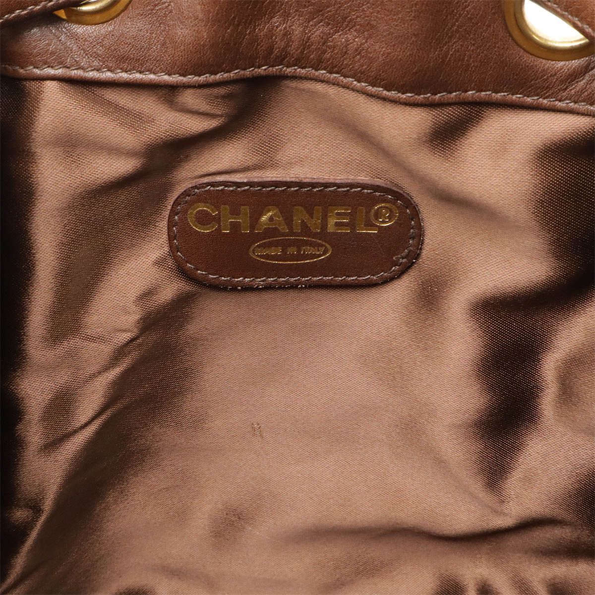 CHANEL シャネル ココマーク 巾着 チェーンショルダー ショルダーバッグ レザー ブラウン 茶 ポーチ付き ゴールド金具 - メルカリ