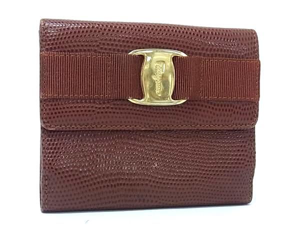 Salvatore Ferragamo フェラガモ 224068 ヴァラリボン リザード型押し