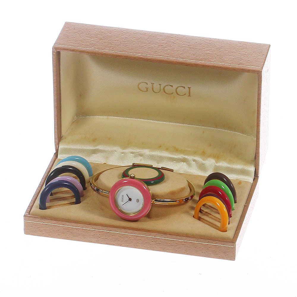 グッチ GUCCI 11/12 チェンジベゼル クォーツ レディース内箱付き_