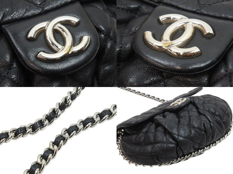 美品 CHANEL マトラッセ ラウンド ショルダーバッグ ラムスキン ブラック CHANEL マトラッセ ラウンドショルダー 2021年頃 ショルダーバッグ
