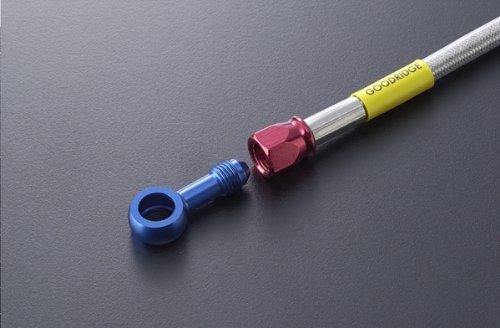 【新品・5営業日で発送】BUILD A LINE ユニバーサル ブレーキホース ロードモデル用 アルミ(レッド)フィッティング クリア ホース ホース全長1235mm A31195