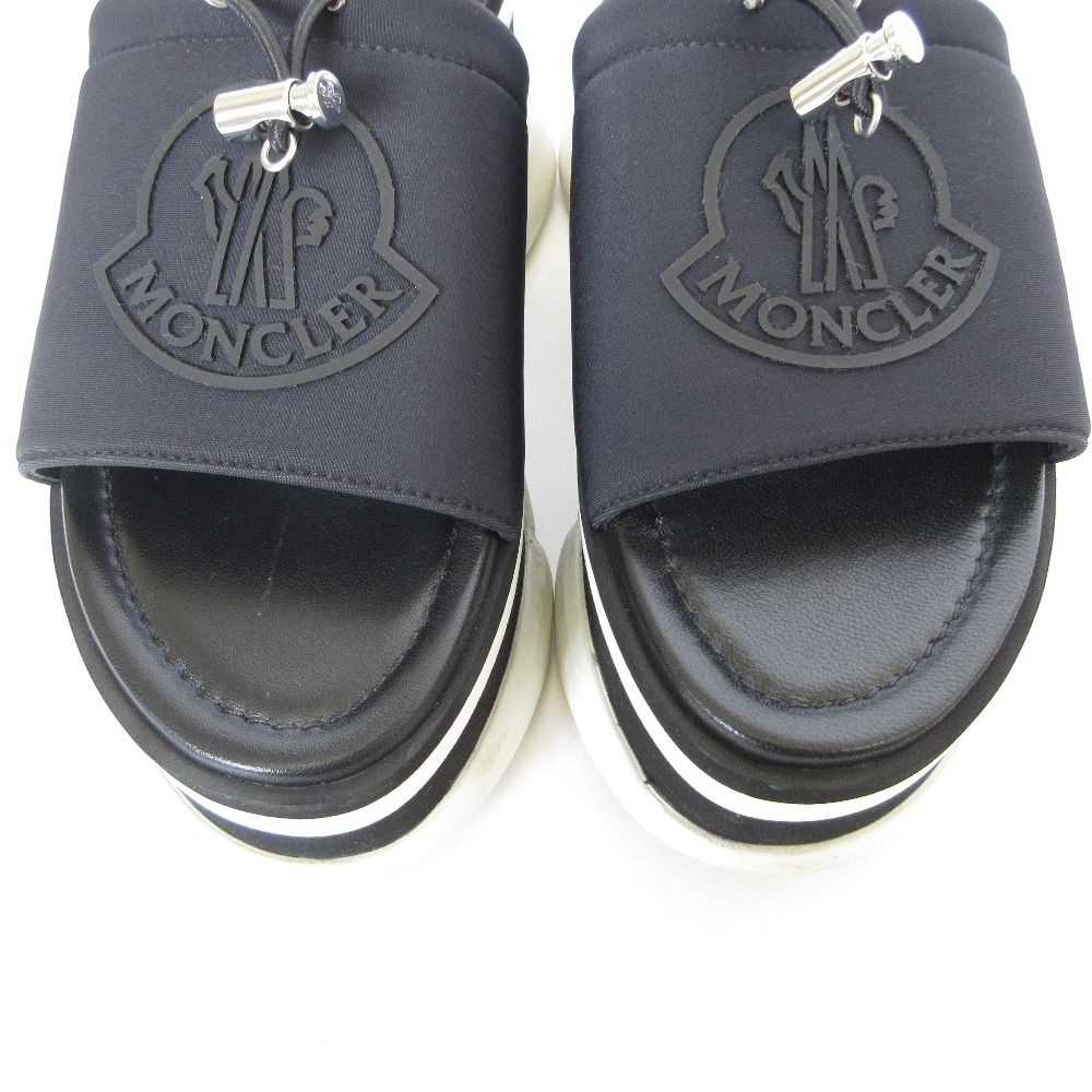 迅速発送 MONCLER モンクレール ZAIRA フロントロゴ 厚底サンダル 37 24cm ブラック レディース 古着 鎮静の