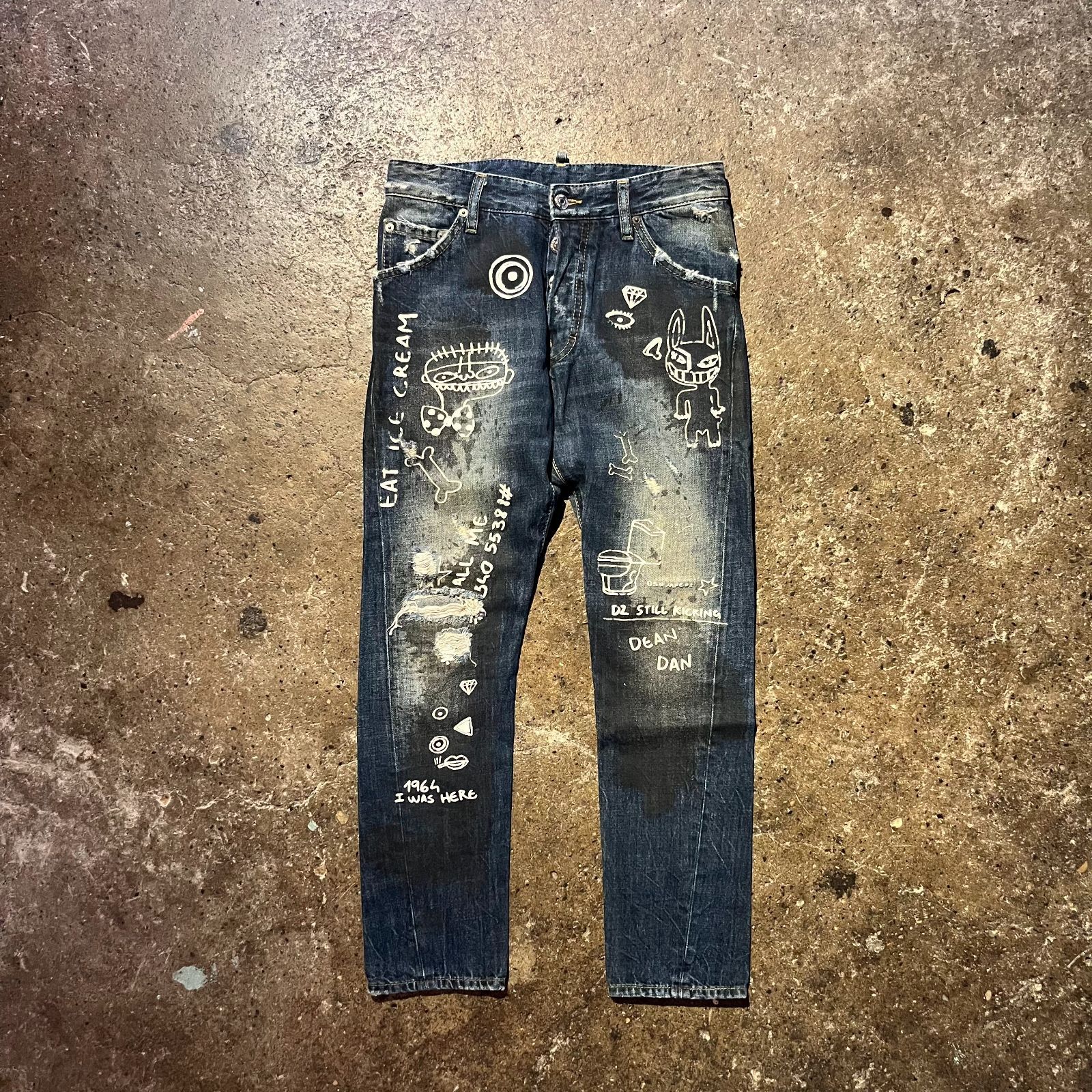メンズ Dsquared2 15ss バスキアプリント Tidy Biker Jean ディー 