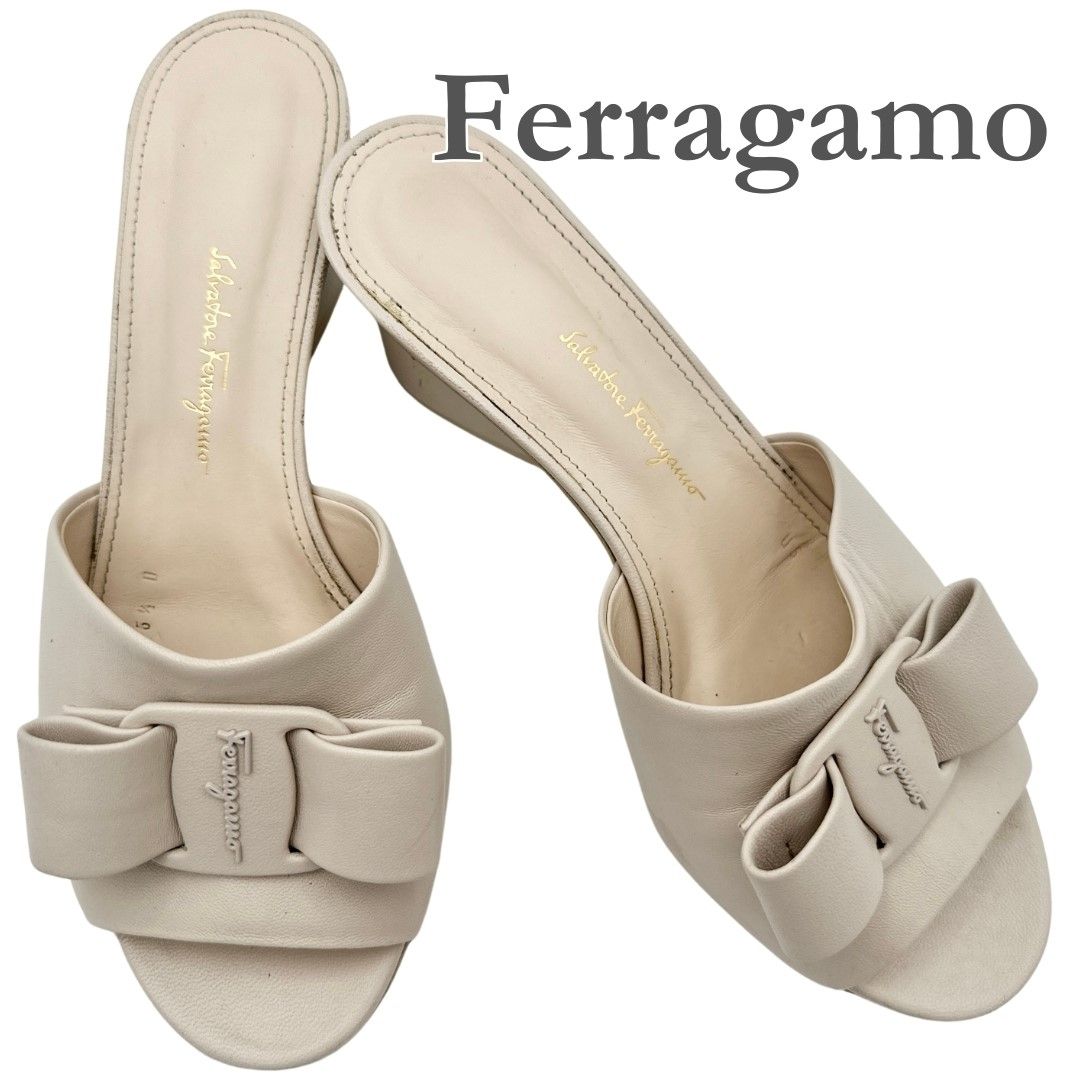 ■希少■ Ferragamo サンダル ヴァラリボン オフホワイト 1033T □希少□ Ferragamo サンダル ヴァラリボン オフホワイト 1033T