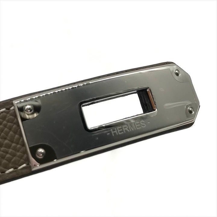 【新品未使用】エルメス ケリーベルト　エトゥープ　シルバー金具 【安心鑑定可】 新品未使用】エルメス ケリーベルト エトゥープ シルバー金具