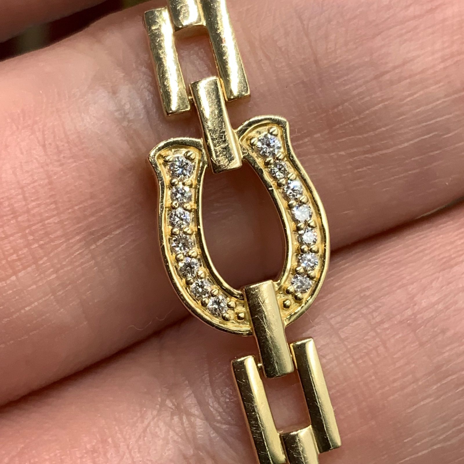 K18 喜平ダイヤ 馬蹄ブレスレット 14. 1g 6面ダブル 約20.5cm