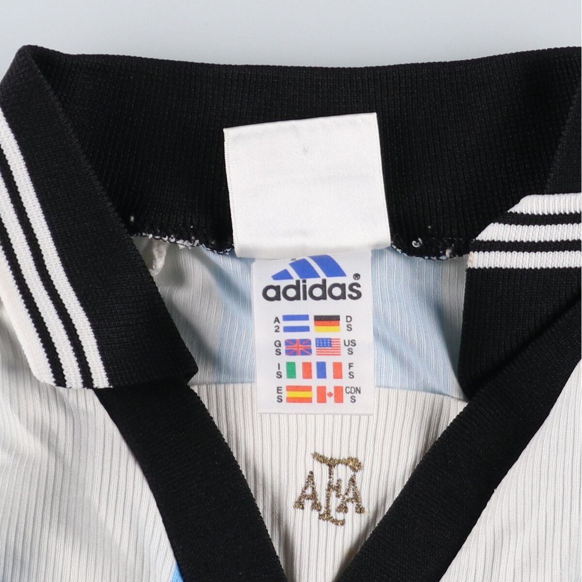 未使用 ビンテージ アルゼンチン代表 アディダス ゲームシャツ ユニフォーム 古着 90年代 アディダス adidas アルゼンチン代表 Vネック 襟付き