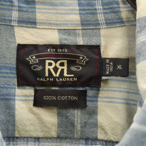 RRL 一ツ星 チェック 長袖 シャツ M ブルー系 ダブルアールエル メンズ