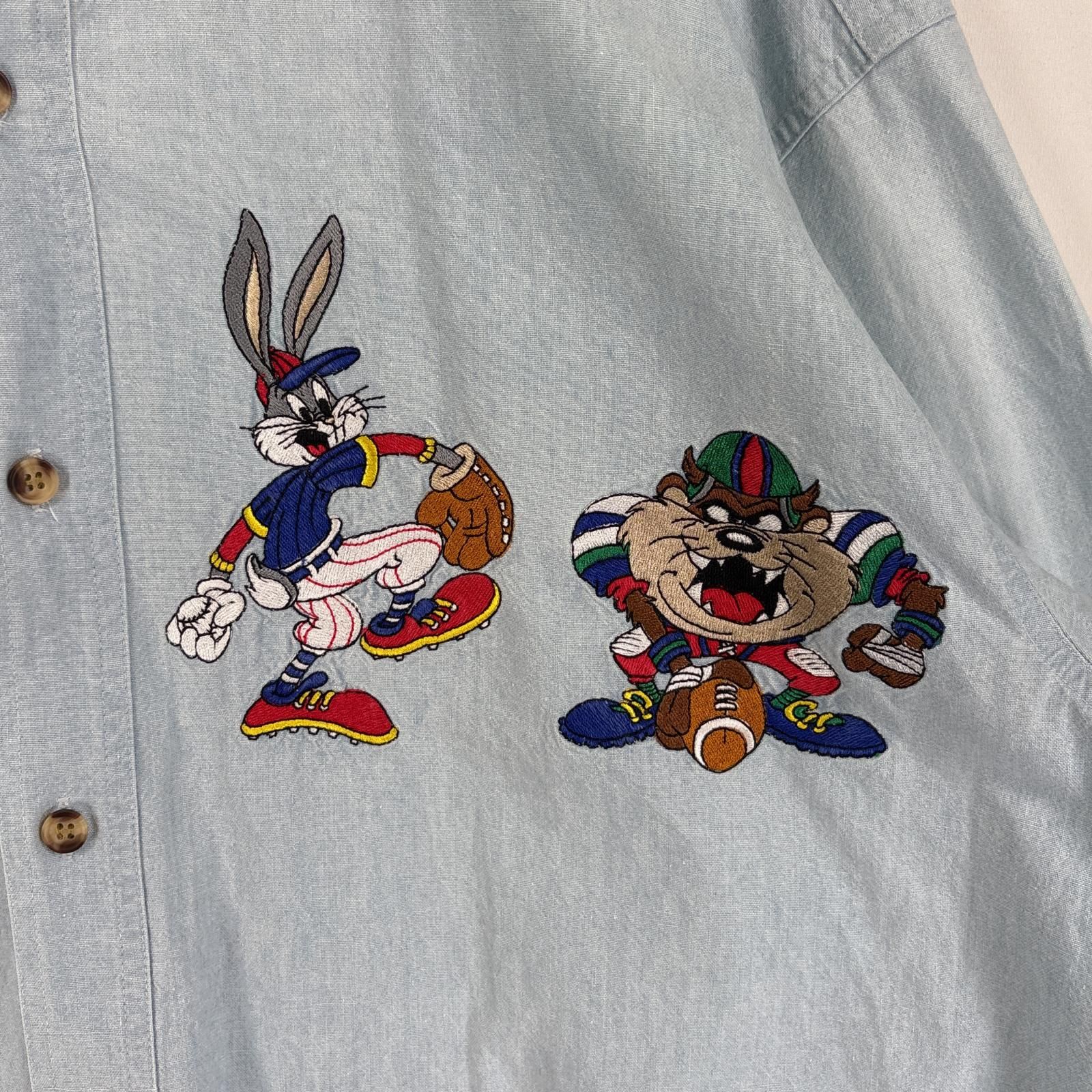 古着 90年代 ACME CLOTHING CO. LOONEY TUNES ルーニーテューンズ バッグスバニー 長袖 ボタンダウンシャツ レディースM相当 /eaa524953 古着 90年代 ACME CLOTHING CO. LOONEY TUNES ルーニー