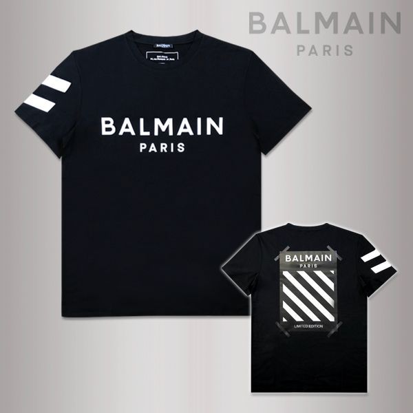 BALMAIN バルマン 黒 Tシャツ ブラック 12914 ロゴ RTSS - メルカリ