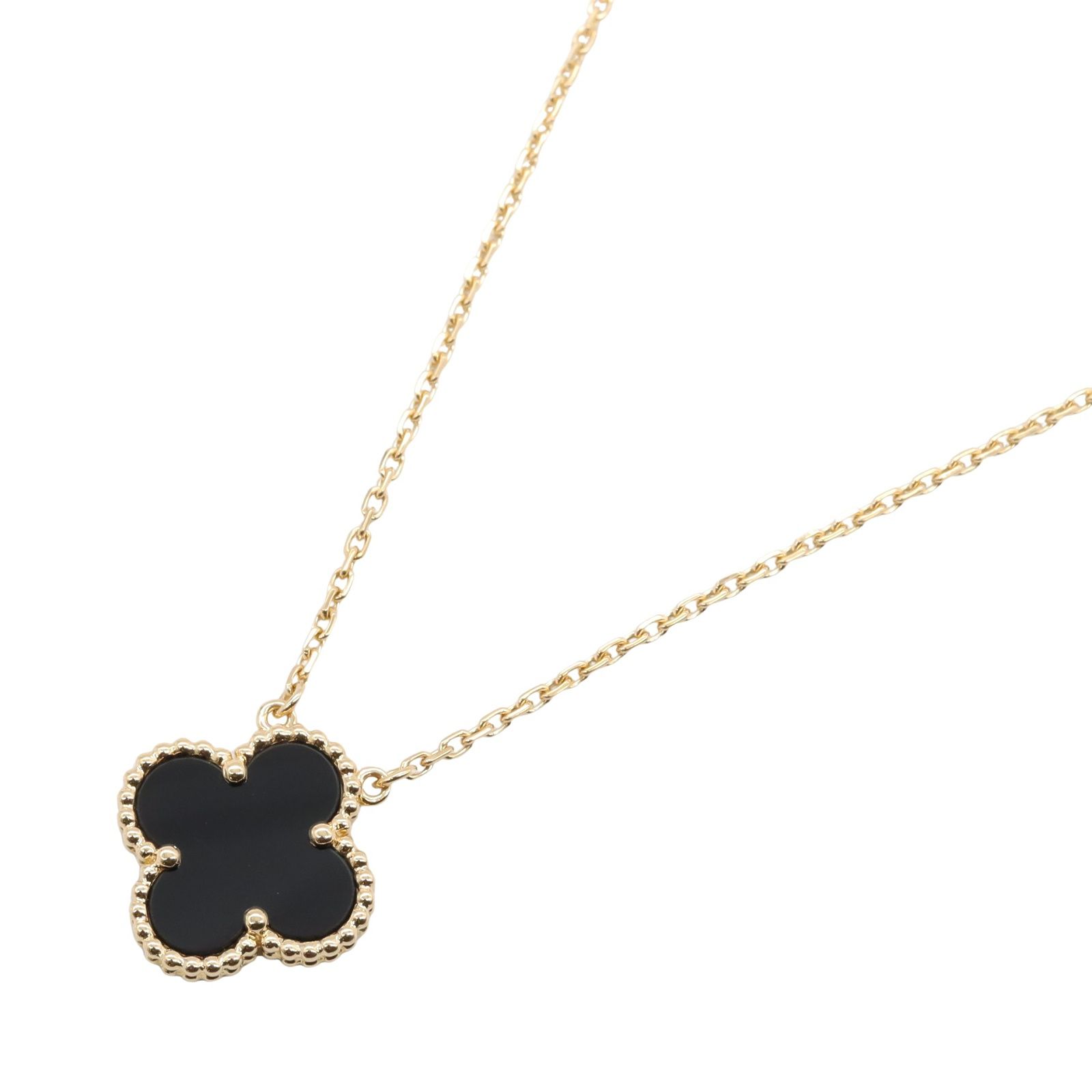 ヴァンクリーフ＆アーペル Van Cleef - Arpels ネックレス ヴィンテージアルハンブラ ネックレス 首回39.5|42㎝ K18 イエローゴールド ヴィンテージアルハンブラ ネックレス オニキス レディース Used A