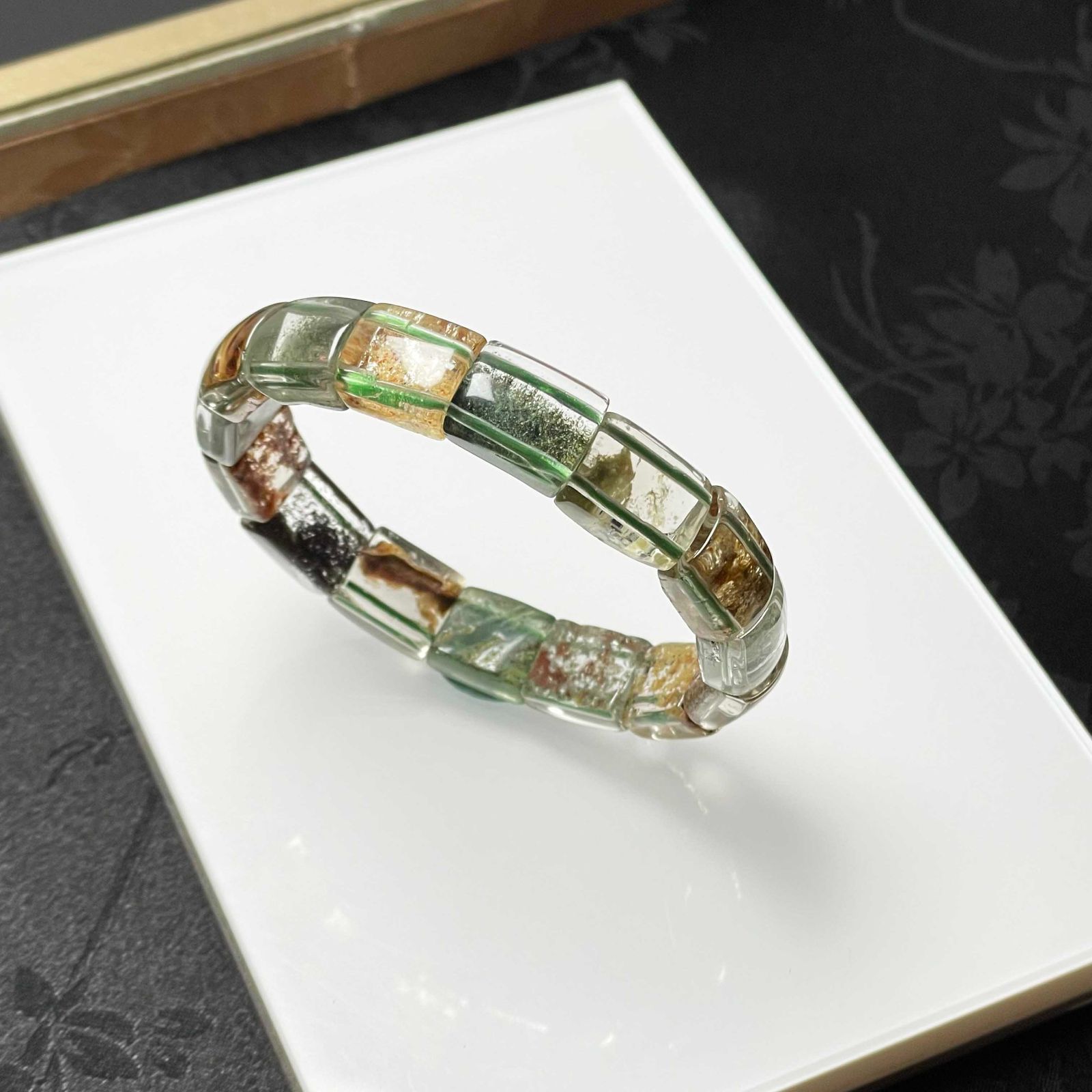 10%OFF 天然石☆【多彩なガーデンクォーツ】☆バングル 庭園水晶 