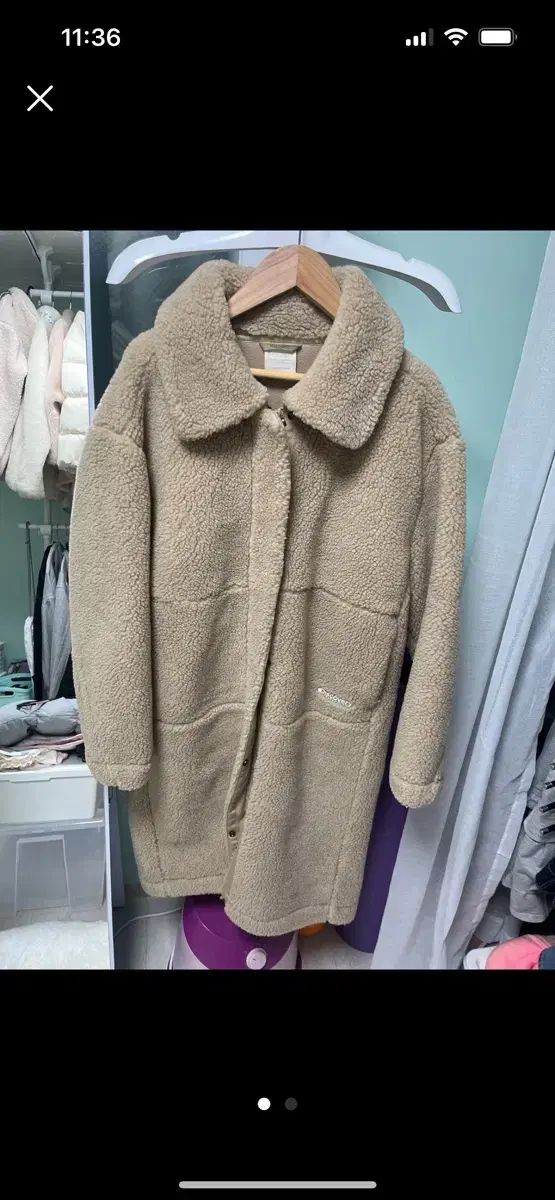 レディース DISCOVERY フリース ロング コート ベージュ ボアフリース 