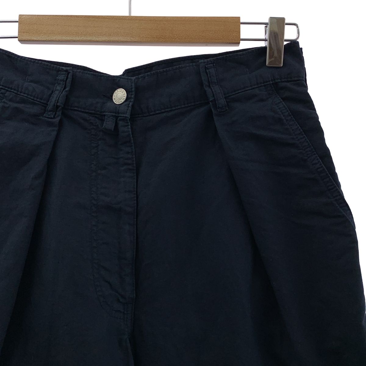 DRIES VAN NOTEN ドリスヴァンノッテン コットン リネン ワイドパンツ 34 ネイビー レディース