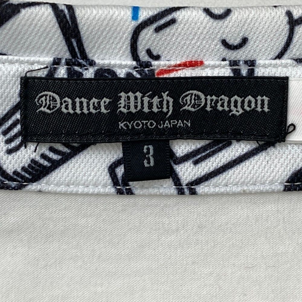 サイズ：3 DANCE WITH DRAGON ダンスウィズドラゴン  半袖ポロシャツ 総柄 ホワイト系 [240101438472] ゴルフウェア メンズ ストスト Dance With Dragon ダンスウィズドラゴン ゴルフ半袖シャツ