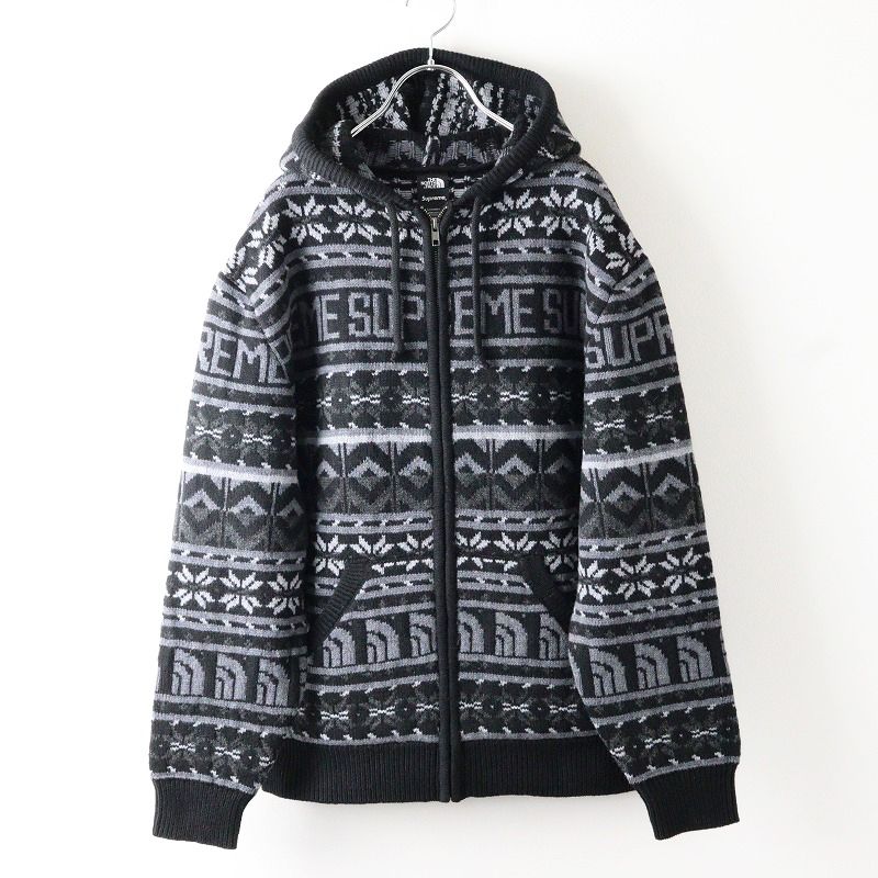 極美品 2022AW シュプリーム X ノースフェイス Supreme THE NORTH FACE NT52212I ノルディックニットパーカー M/ブラック【2400014209730】