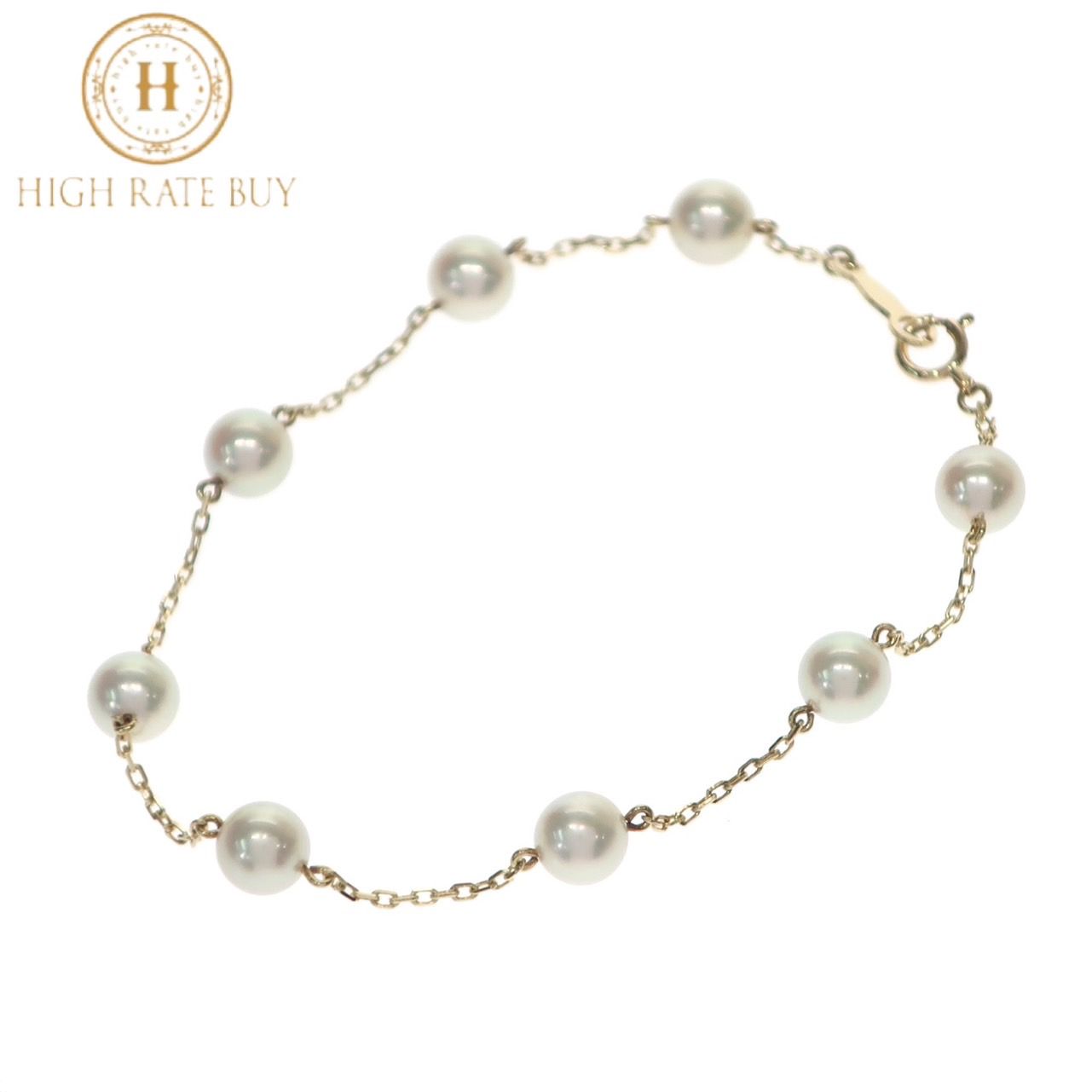 未使用品】MIKIMOTO ミキモト パール ブレスレット 8P 8粒 K18 YG 750