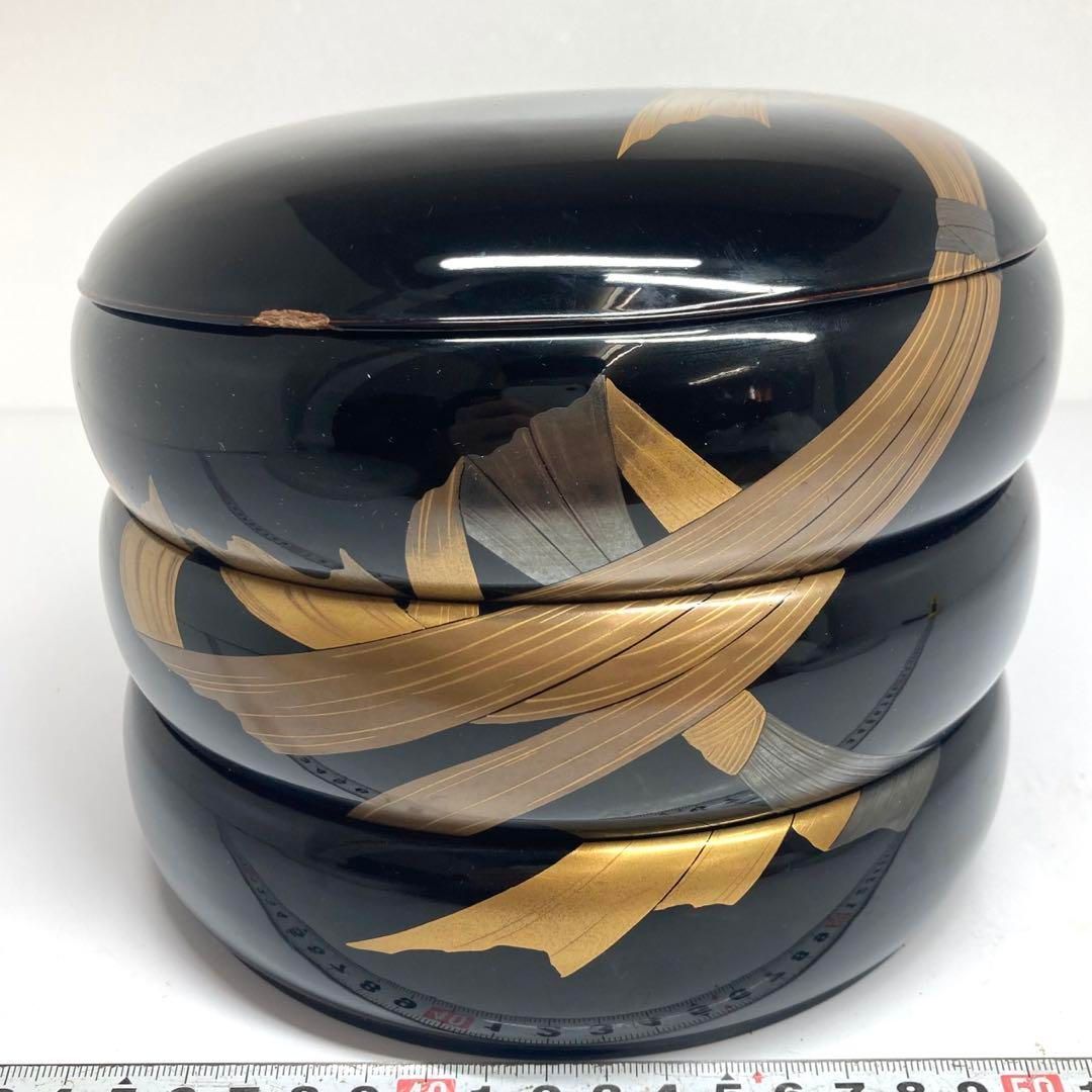 蒔絵 三段重 トヒオ 高さ16㎝ 東な6-0611