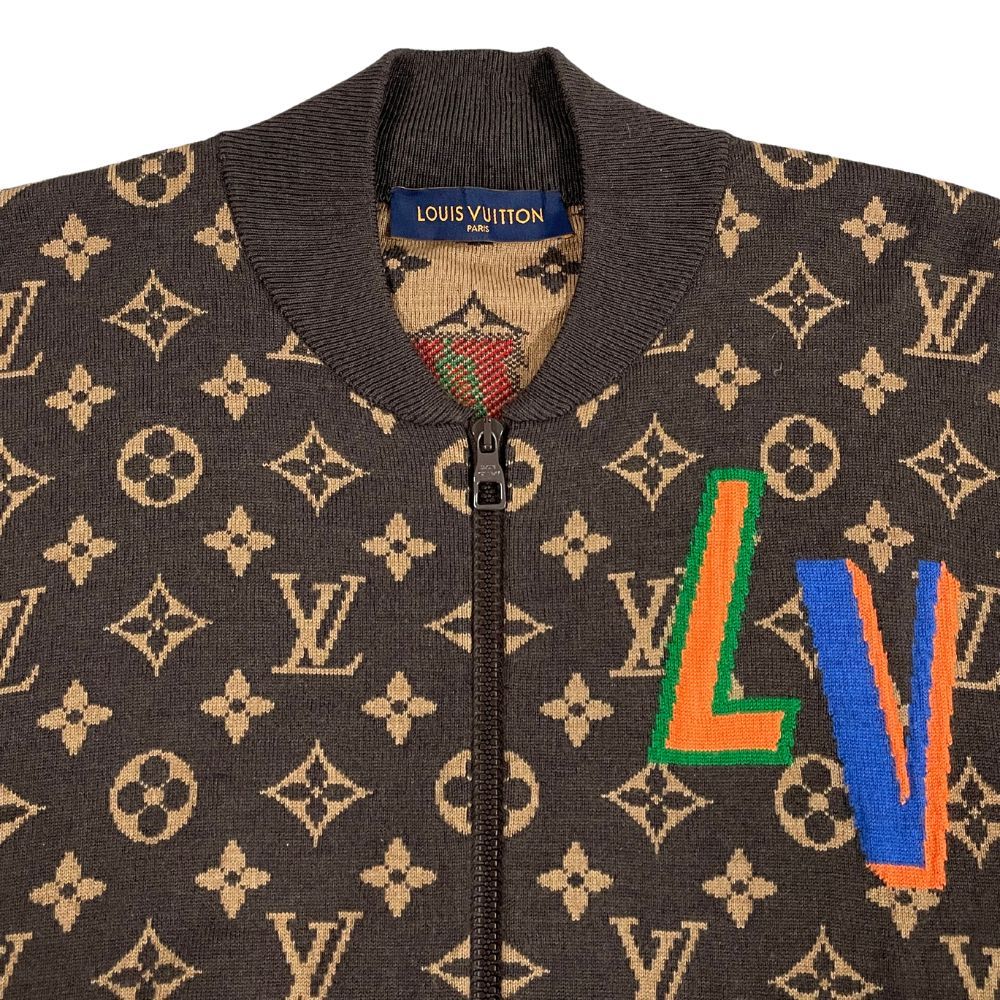 LOUIS VUITTON ルイ・ヴィトン 21AW 品番 HLN11W NBAモノグラム グラフィック ジップアップ ニット ブルゾン ブラウン  XL 正規品 / 33899