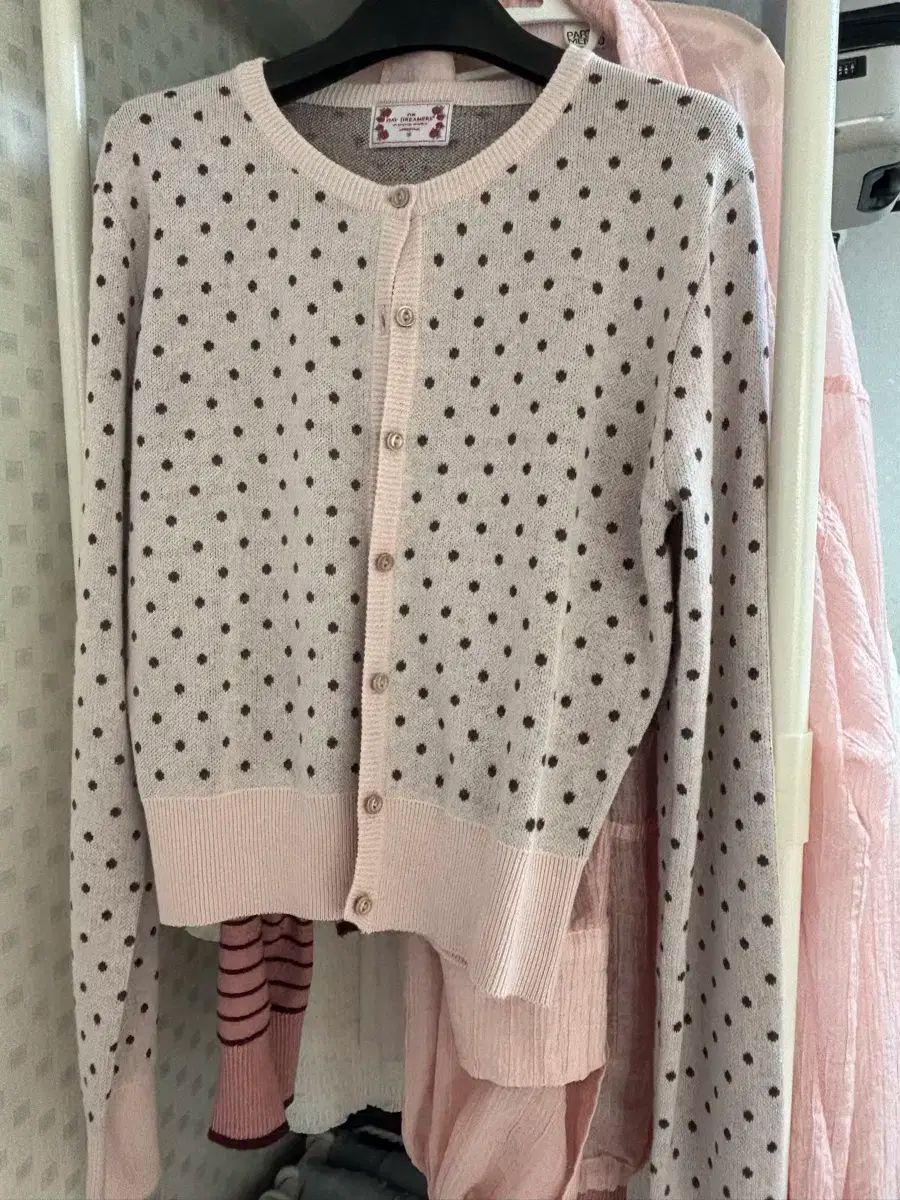  SCULPTOR スカルプター ピンク ポルカ ドット カーディガン M 長袖 カーディガン ボレロ アンサンブル