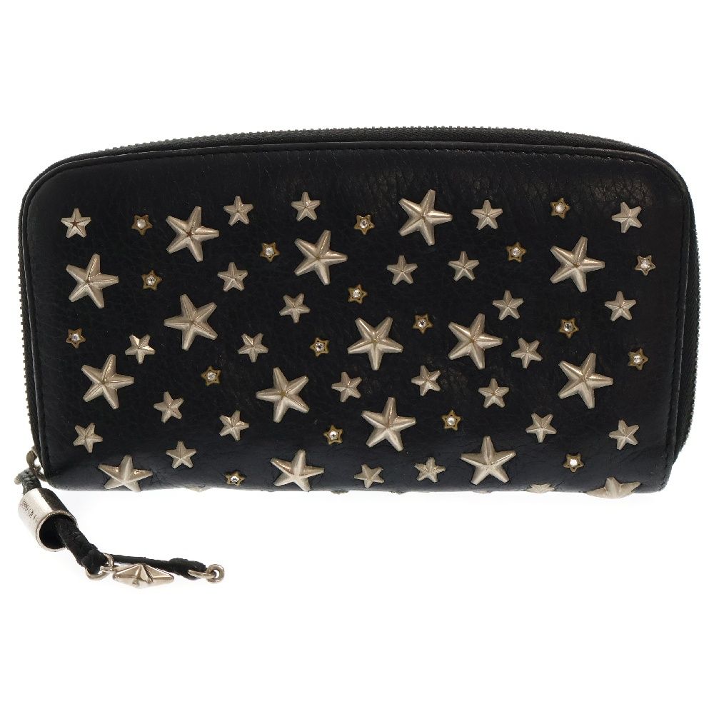 JIMMY CHOO (ジミーチュウ) FILIPA スタースタッズラウンドファスナーウォレット 長財布 ブラック