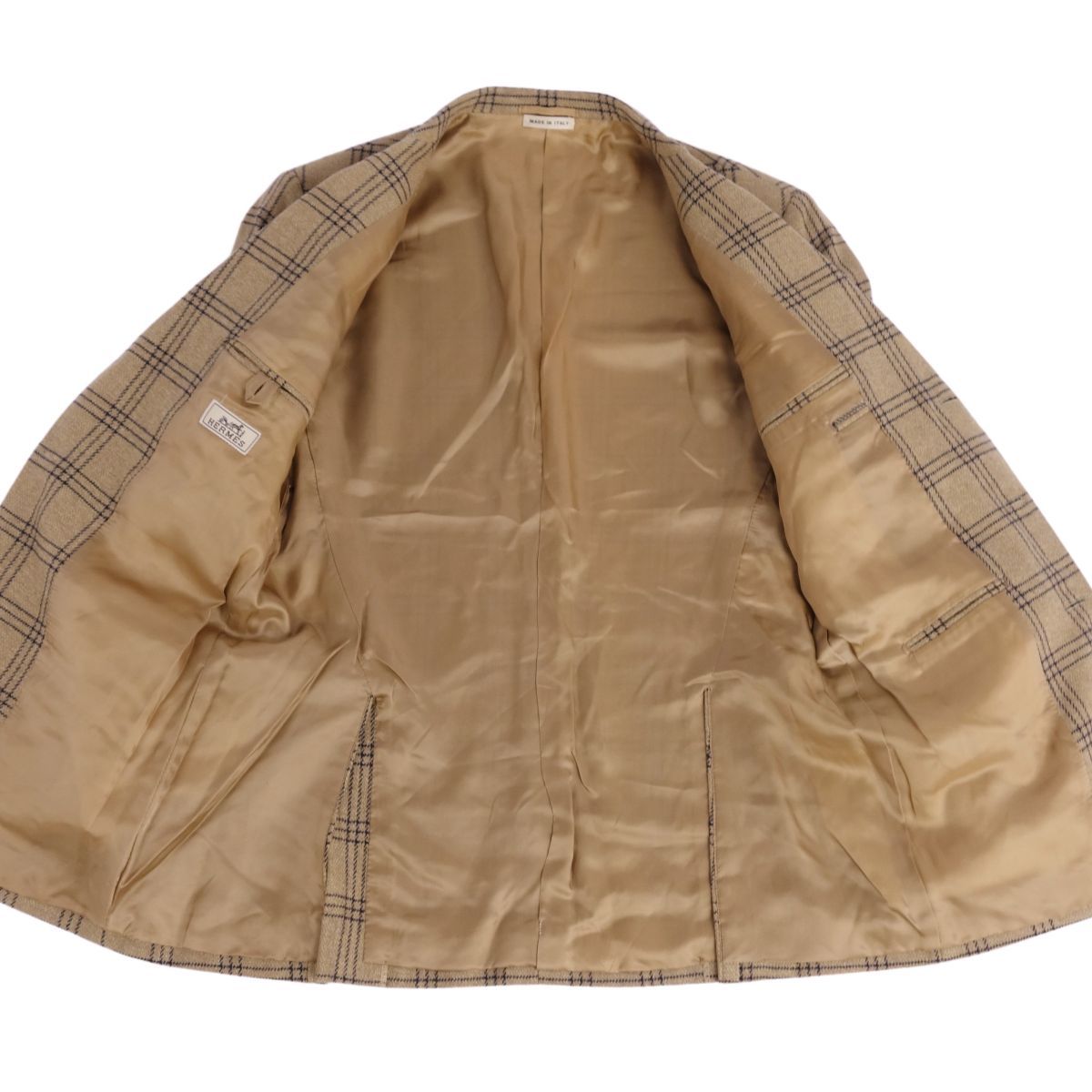HERMESエルメス ベージュチェックウールジャケット サイズ 50 中古品 HERMES - 極美品 エルメス HERMES ジャケット 22AW テーラード