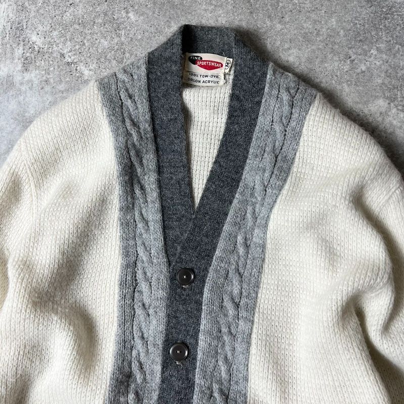 60s 70s Fine Sportswear アクリル ニット カーディガン M / 60