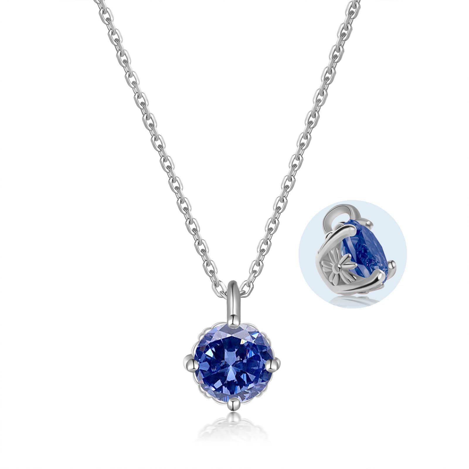 サファイア FH.bird ネックレス レディース シンプル 12ヵ月誕生石 シルバー925 金属アレルギー対応 一粒 ペンダント 桜 誕生石 高校生 デート プレゼント 女性