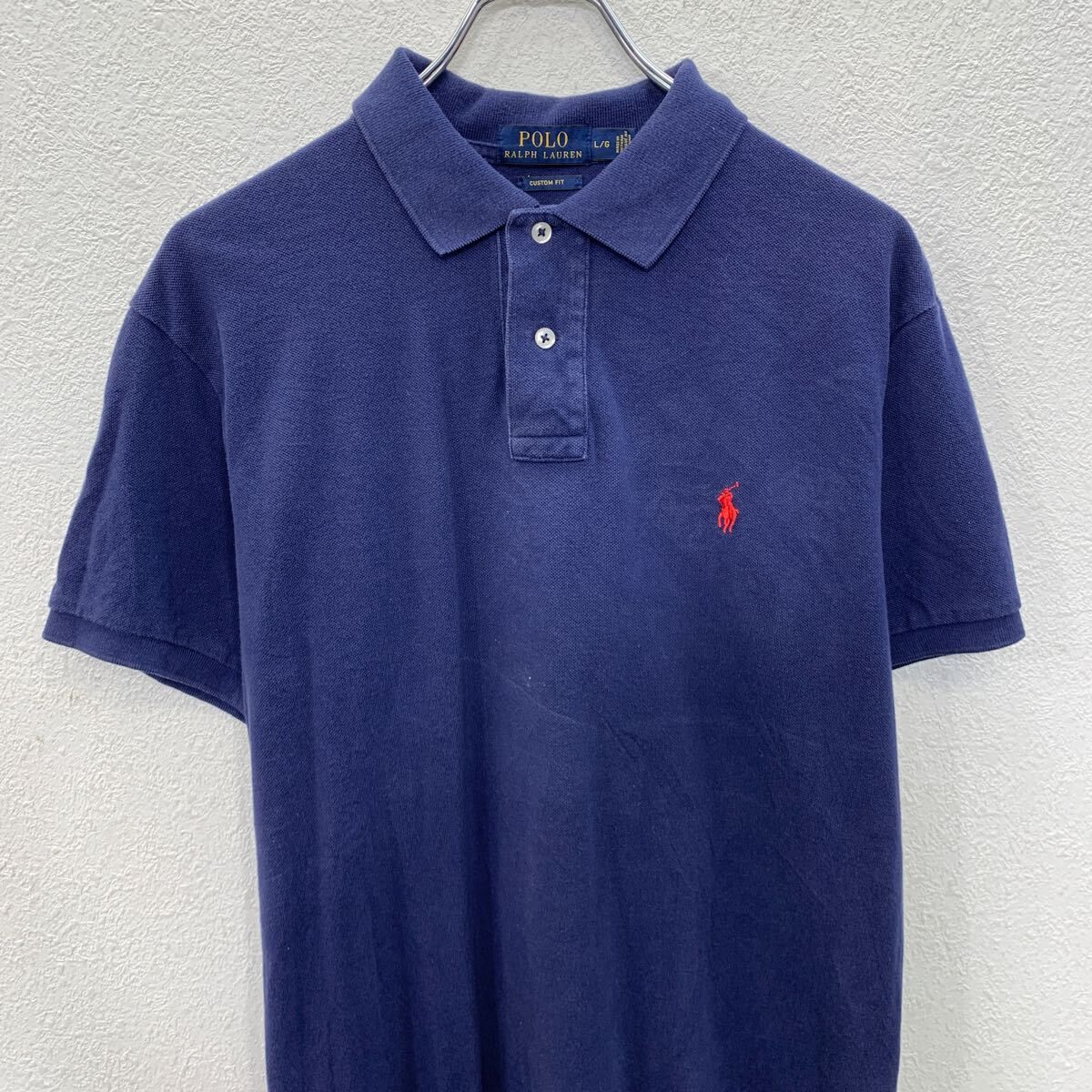 ラルフローレン ポロシャツ 半袖 ハーフボタン ロゴ刺繍 ネイビー L 1275 POLO RALPH LAUREN ポロラルフローレン コットン100％ 鹿の子