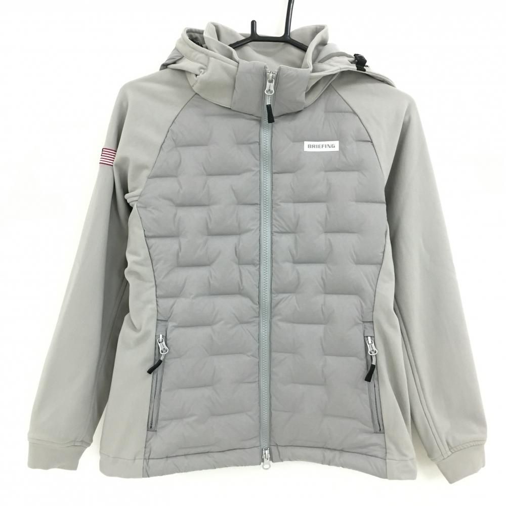 超 ブリーフィング 切替ダウンジャケット ライトグレー 一部ダウン フード着脱可 レディース S ゴルフウェア BRIEFING