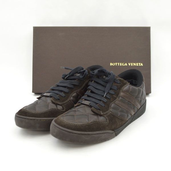 BOTTEGA VENETA / ボッテガヴェネタ □レザー 布 スニーカー 茶 43 替 ...