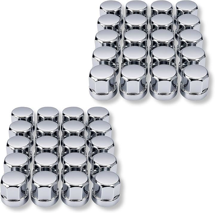 Lezalic ナットキャップ ホイールナットカバー 33mm ISO ABS素材 クロームメッキ フロント リア 高さ50mm 10穴用 大型トラック ダンプ デコトラ カスタム 汎用品 平型 40個セット 予備