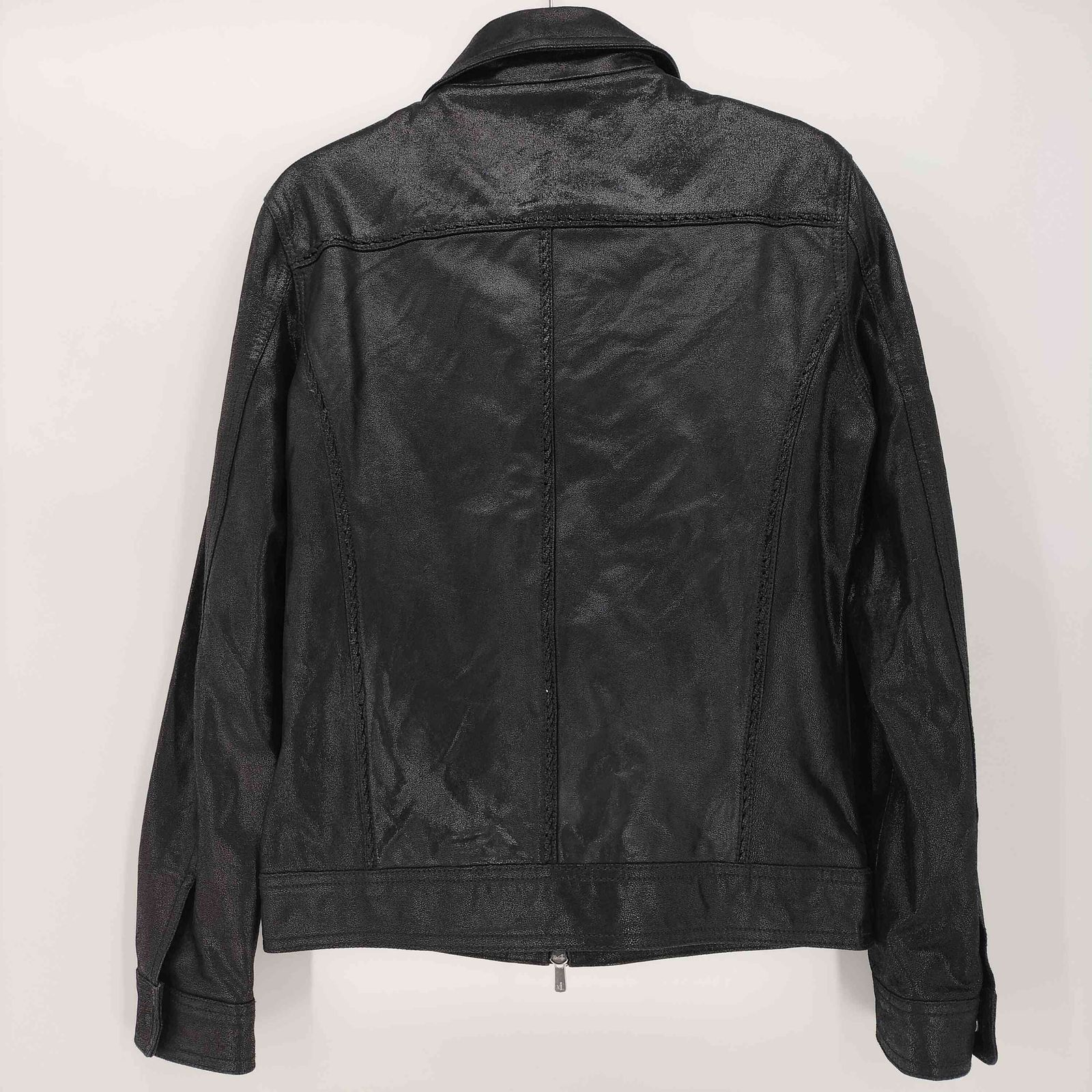 【美品】 Cathy Jane シュリンク加工羊革 レザージャケット 黒 1 S 美品】 Cathy Jane シュリンク加工羊革 レザージャケット 黒 1 S