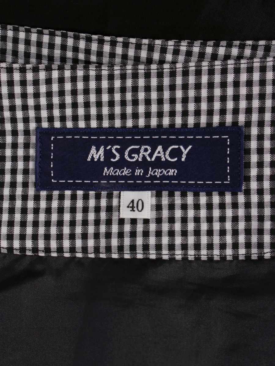 柄 エムズグレイシー 417321 スカート 40 ブラック ギャザー ギンガムチェック ITD7P3Q5K3U1 100%品質保証。