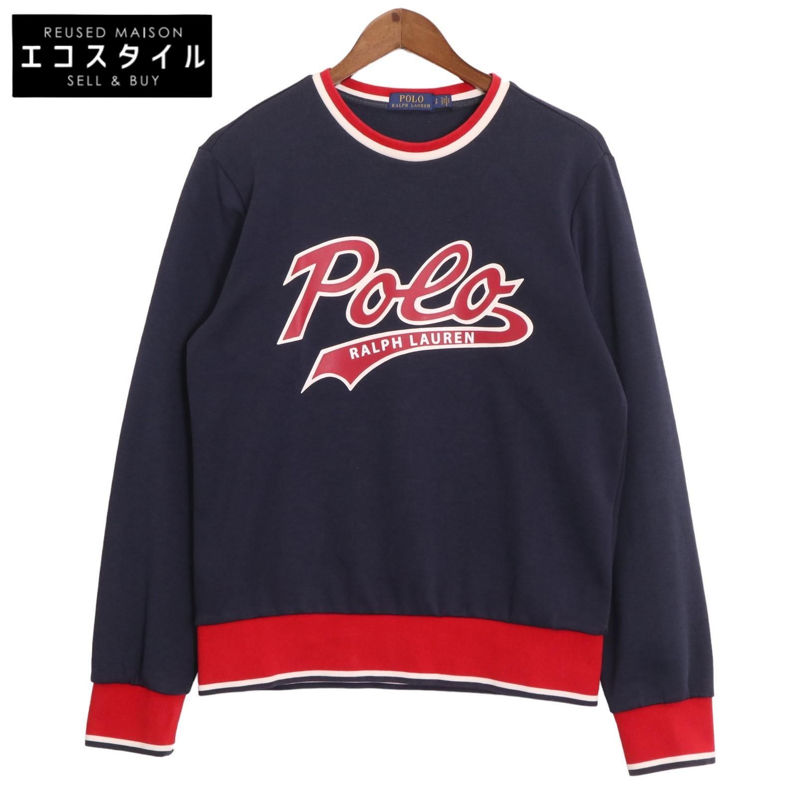POLO RALPH LAUREN ポロ ラルフローレン ネイビー ロゴプリント 長袖トレーナー S
