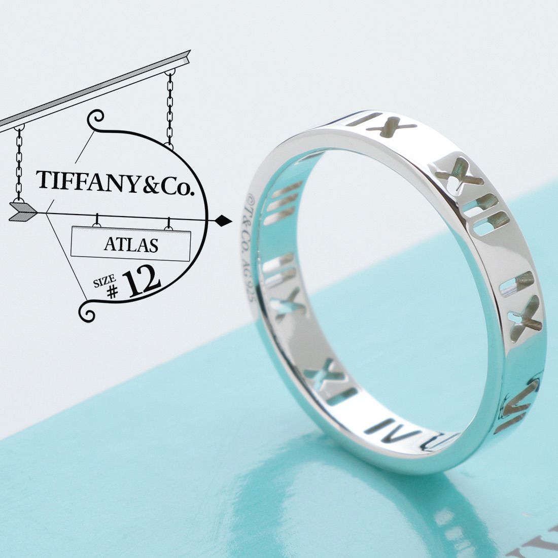 極美品 TIFFANY&Co. ティファニー アトラス オープン リング 12号