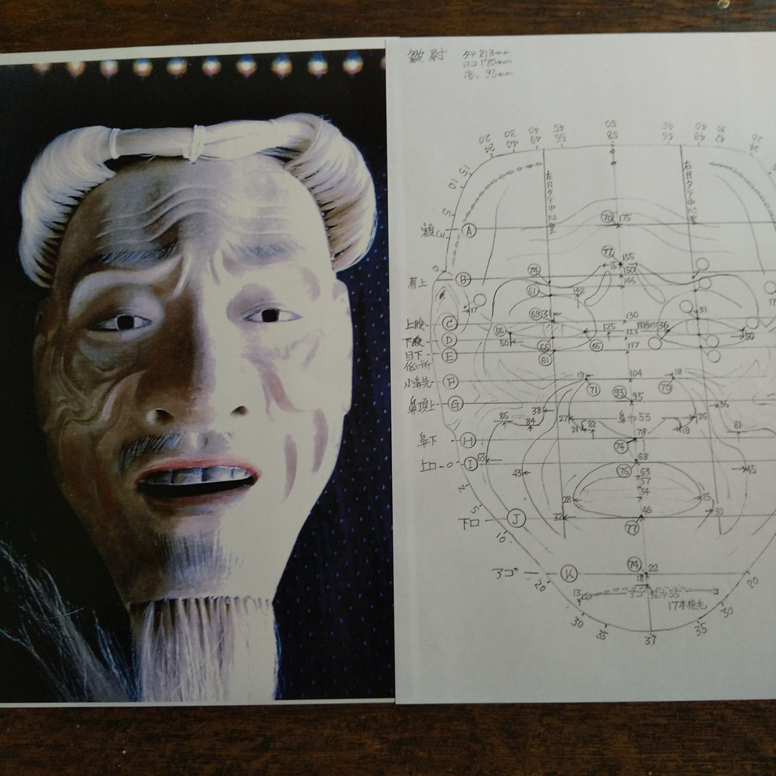 ☆木彫り　皺尉　　夢冬作　能面　（烙印入り）桐箱、袋付き 能面 皺尉 ☆木彫り 皺尉 夢冬作 能面 （烙印入り）桐箱、袋