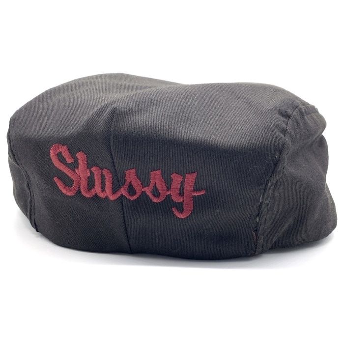 80 s STUSSY ステューシー ロゴ刺繡 ハンチング 帽子 ブラック タグなし Size L