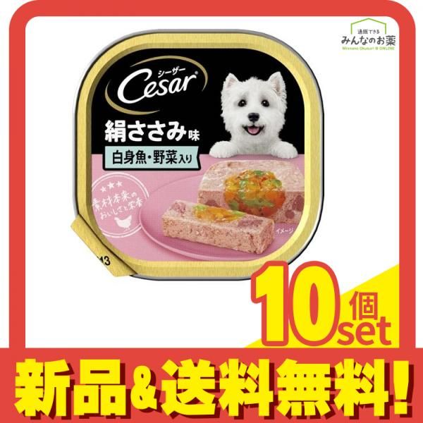 シーザー トレイ 絹ささみ味 白身魚 野菜入り ふわふわローフタイプ 100g 10個セット