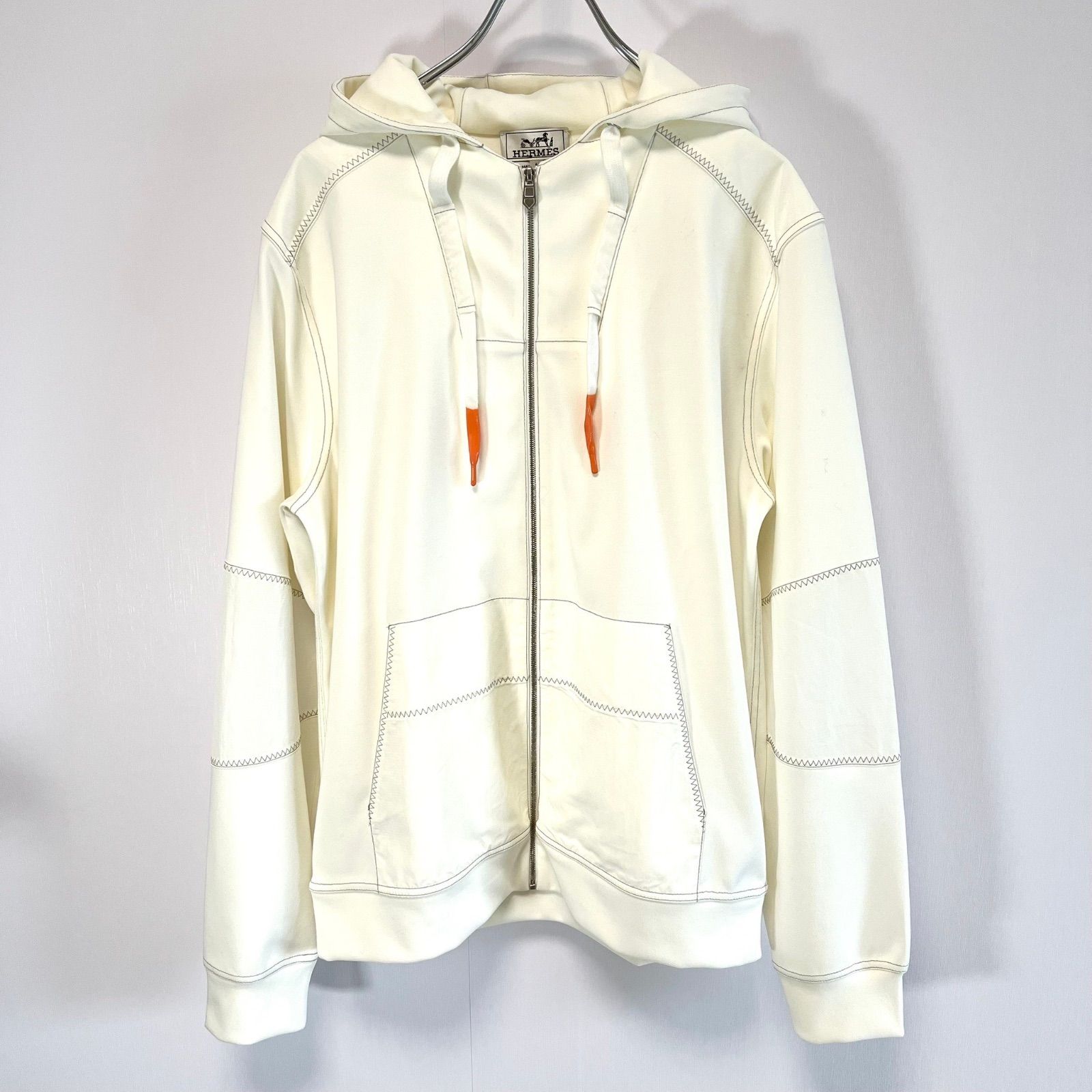 HERMES エルメス 22ss ジップアップパーカー ヴォワルH ナイロン切替  