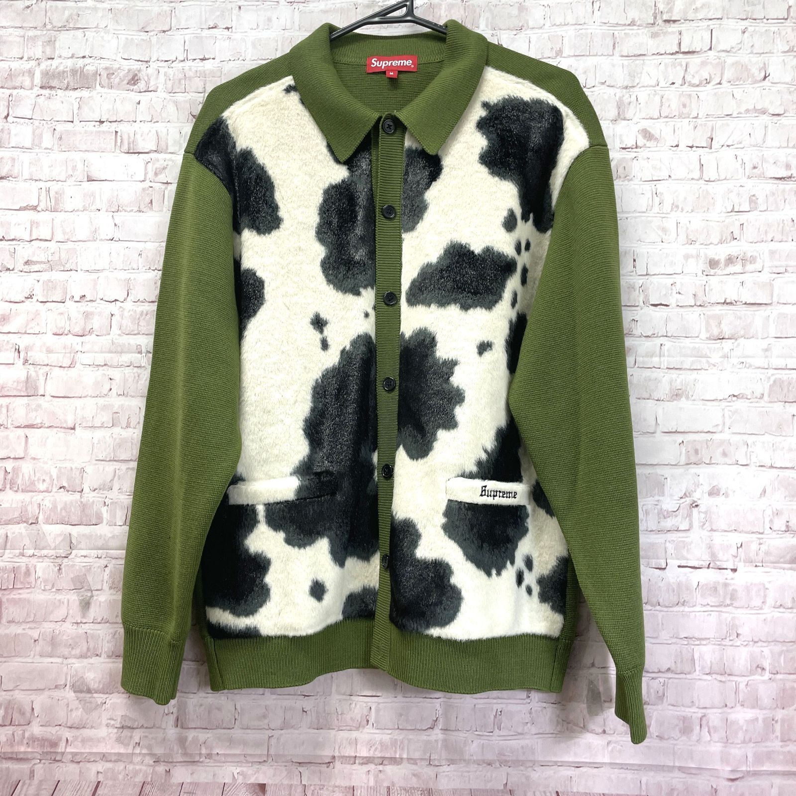 美品】Supreme シュプリーム 21FW Cow Print Cardigan グリーン 