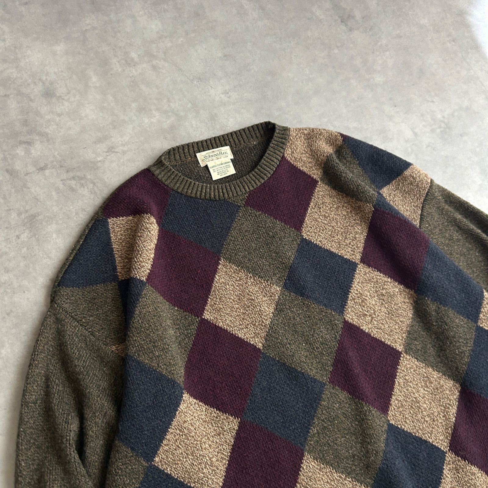 90s/ST JOHN'S BAY/セントジョンズベイ/コットンニット/USA製/アメリカ
