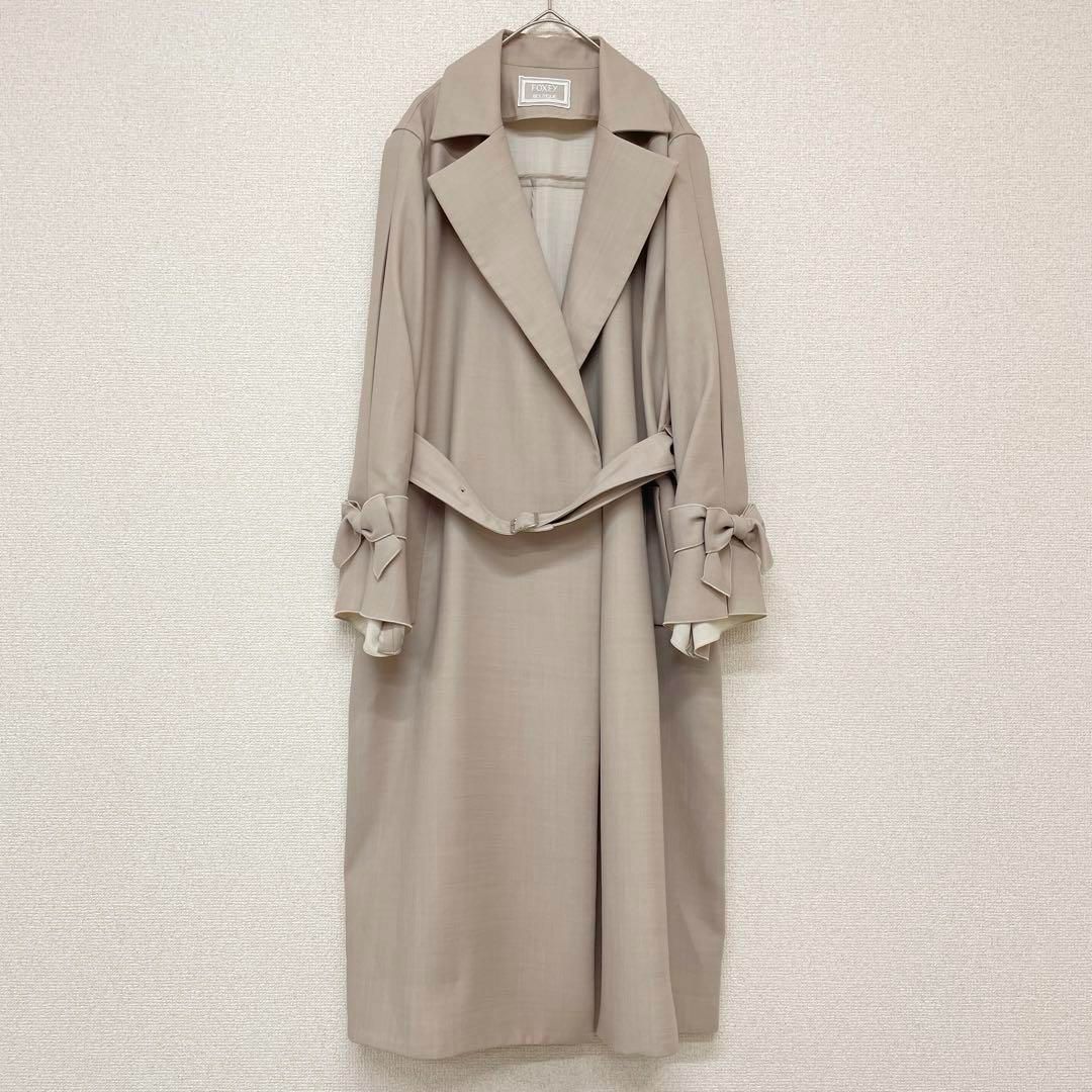 FOXEY BOUTIQUE フォクシー ブティック ロングコート ベルト 袖リボン 