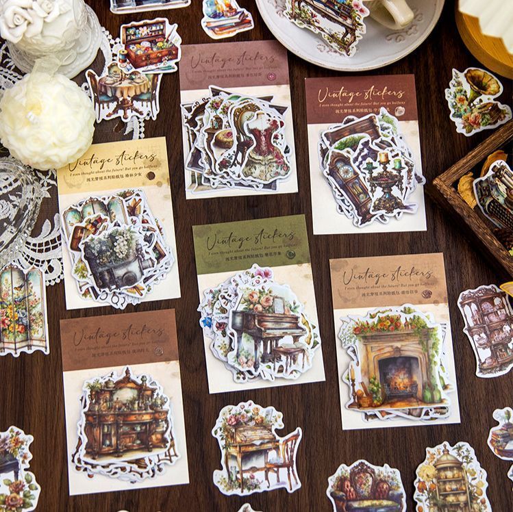 ヴィンテージ風和紙ステッカー