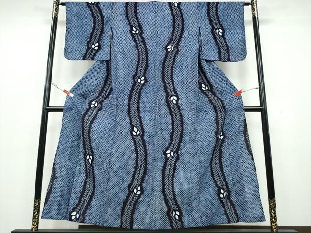 平和屋着物∴夏物 浴衣 有松鳴海絞り 枝葉文 綿 CAAY4594ng