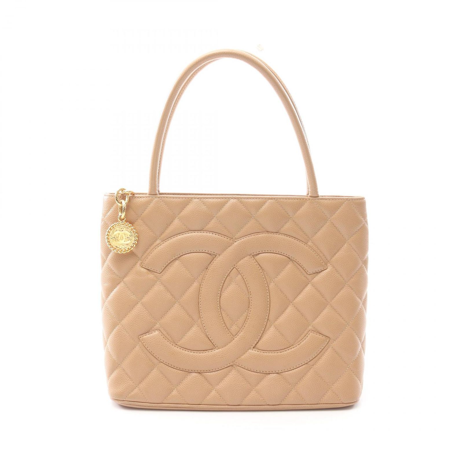 シャネル CHANEL トートバッグ 復刻トート A01804 ベージュ キャビアスキン グレインドカーフ 復刻トート レディース Used A